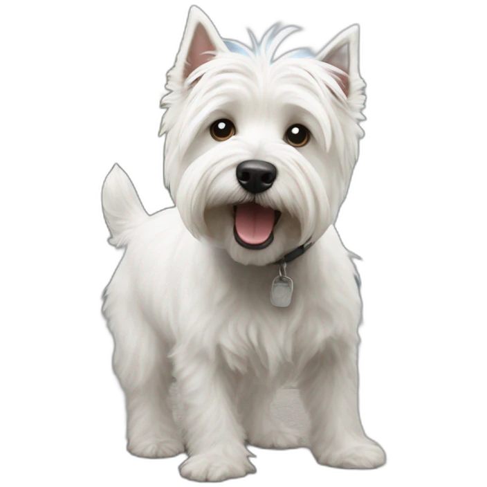 Highland White Terrier poops on the street emoji