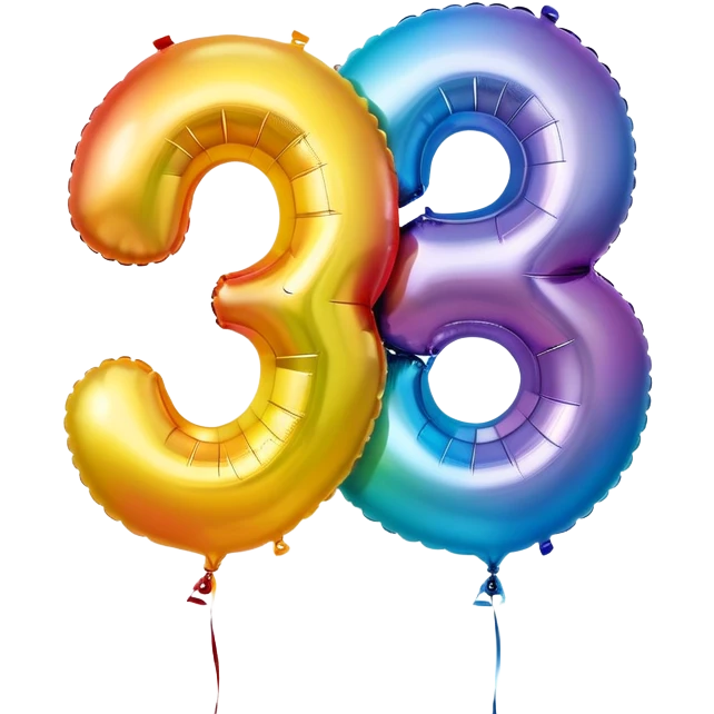 Balloons that say 34 emoji