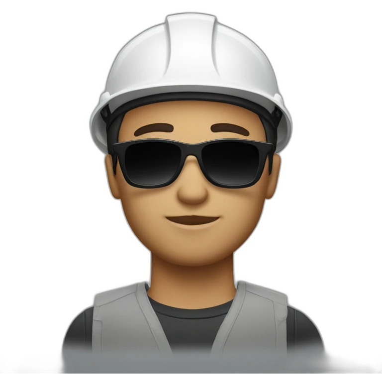Builder with black sunglasses with light skin  emoji