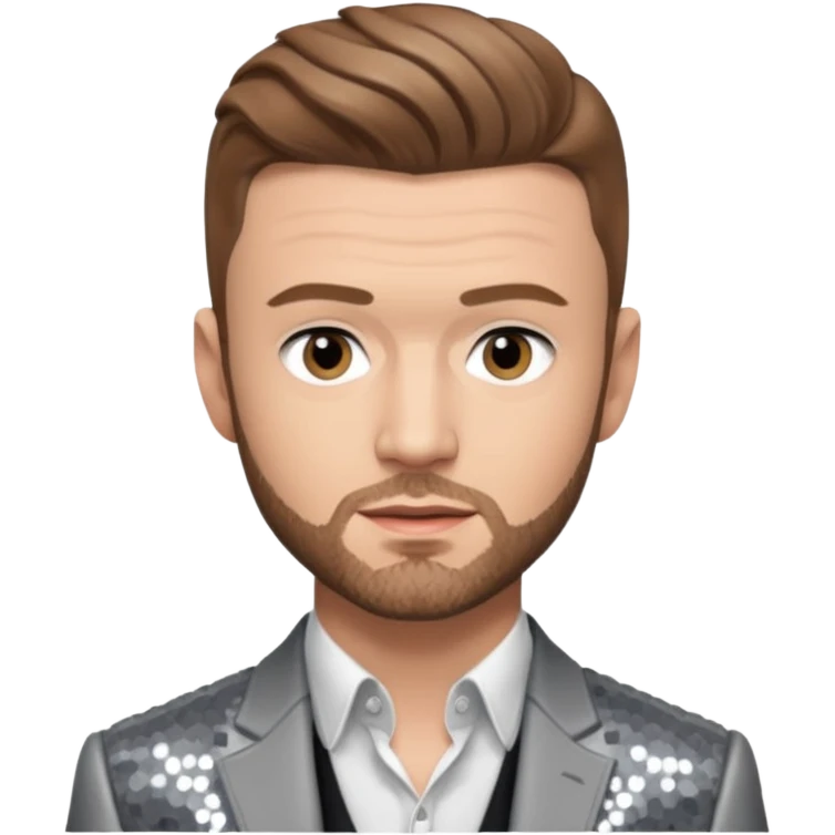 Justin Timberlake with light brown hair, grey sequin tour outfit  emoji