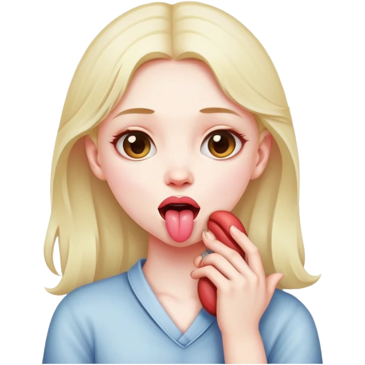 Girl holding neck crossed with tongue out emoji