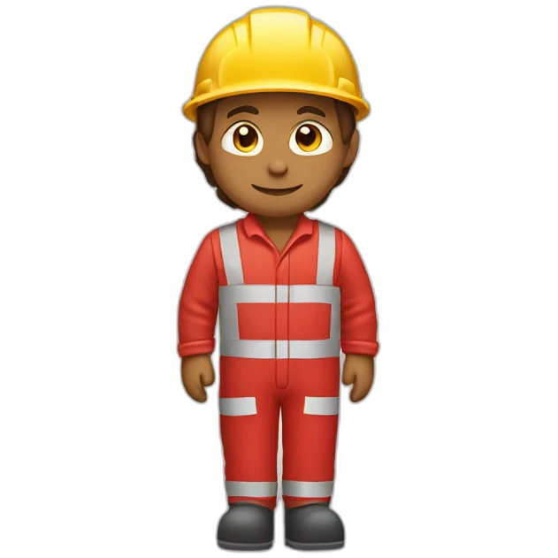 construction worker in red overalls and red helmet emoji
