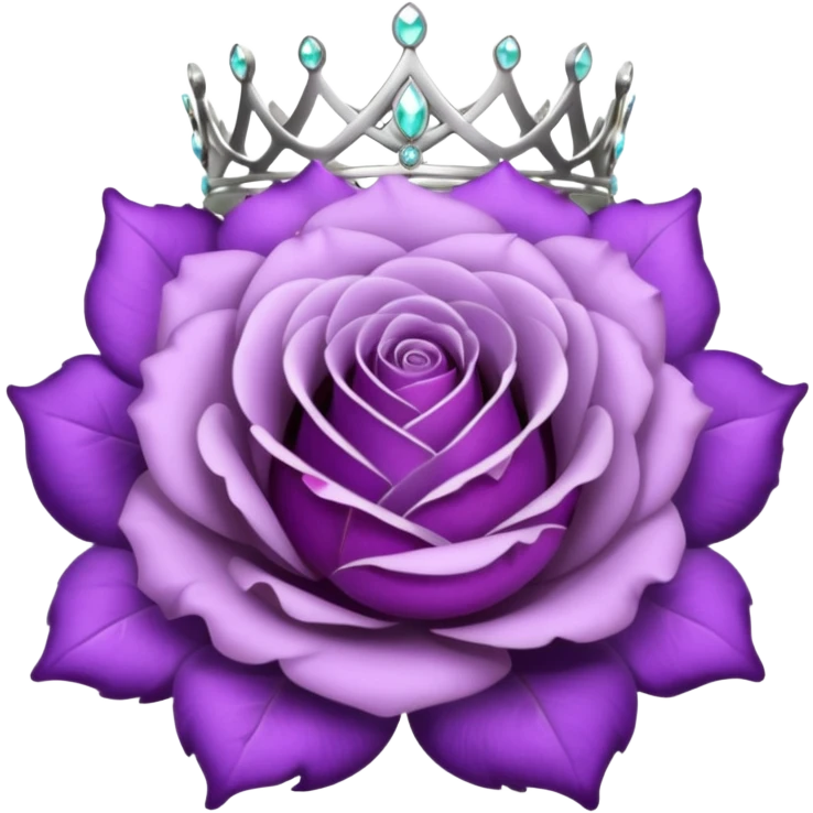 Purple rose flower, silver circle plaque, silver tiara emoji