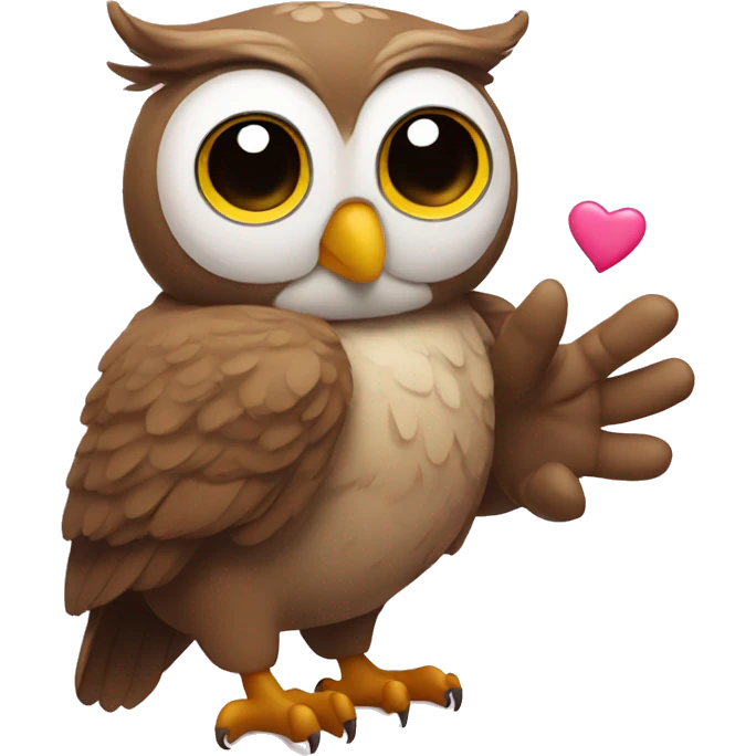 Owl sending kisses by hand emoji