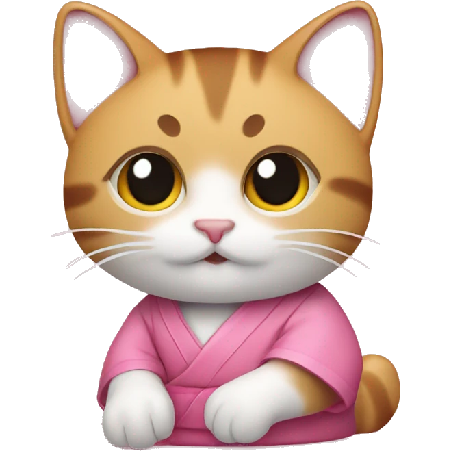 A kitteneating sushi with a pink shirt on emoji