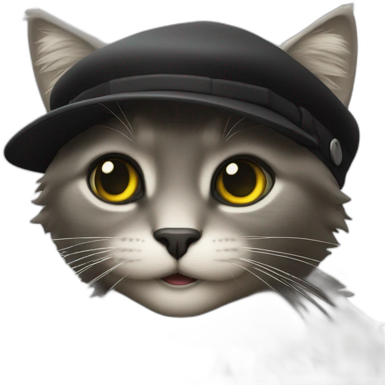 Chat noir avec une casquette emoji