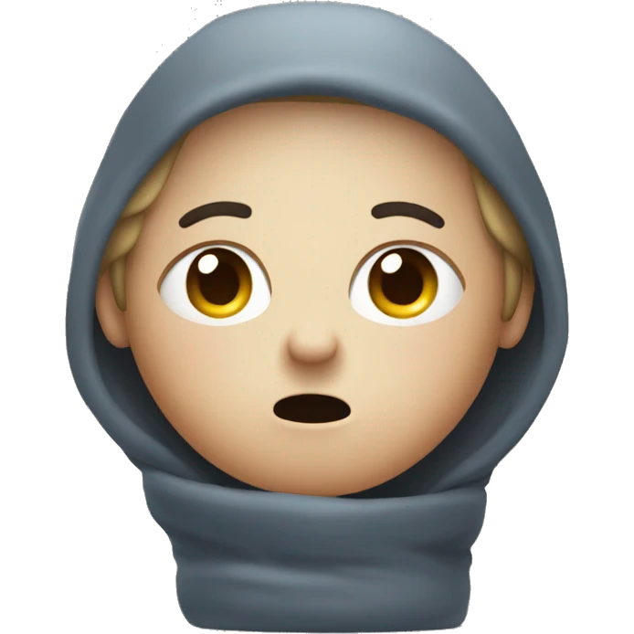 Freezing face with beg hands and bored face emoji