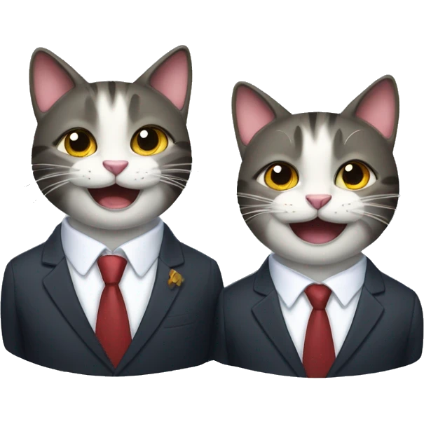 two happy cats in suits emoji