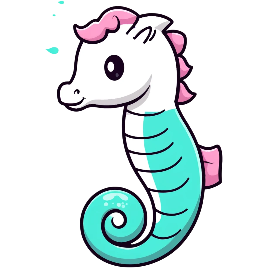 A cute white seahorse swimming emoji