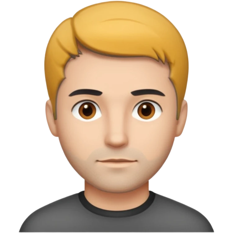 Description: dark gray straight hair combed forward, crop haircut, light stubble, brown eyes.
Image: barber emoji