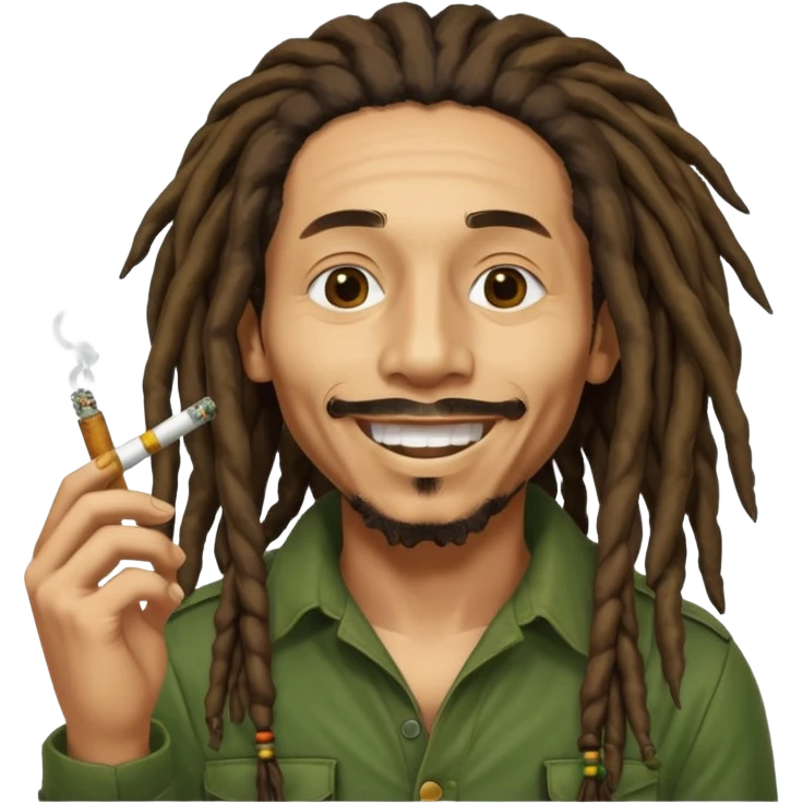 Bob Marley version cartoon smoked weed emoji
