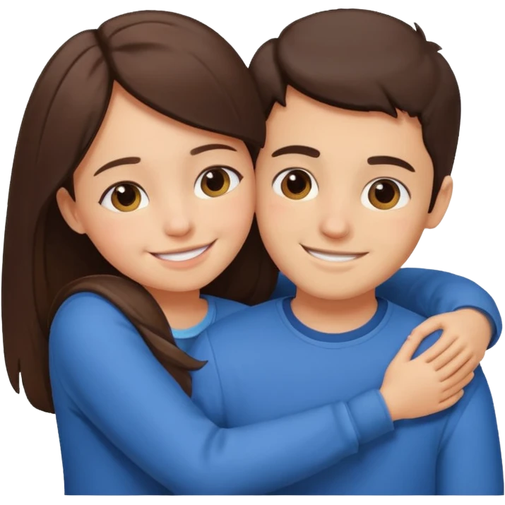 Brother hugging sister brunets emoji