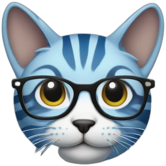 Blue striped cat with glasses emoji
