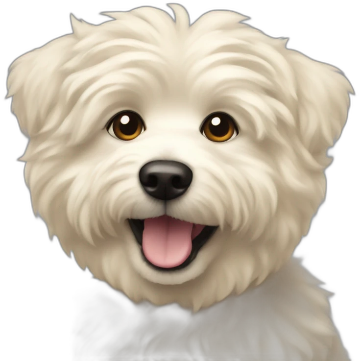 blonde eskipoo dog one ear rising up emoji