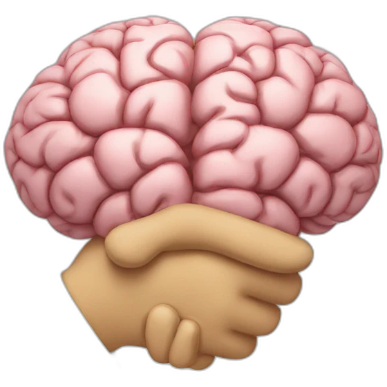 two brains shaking hands emoji