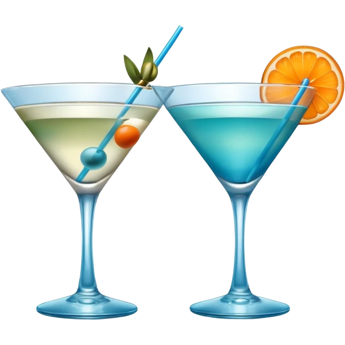Create an two emoji of martini cocktail, cheers with blue lagoon cocktail emoji