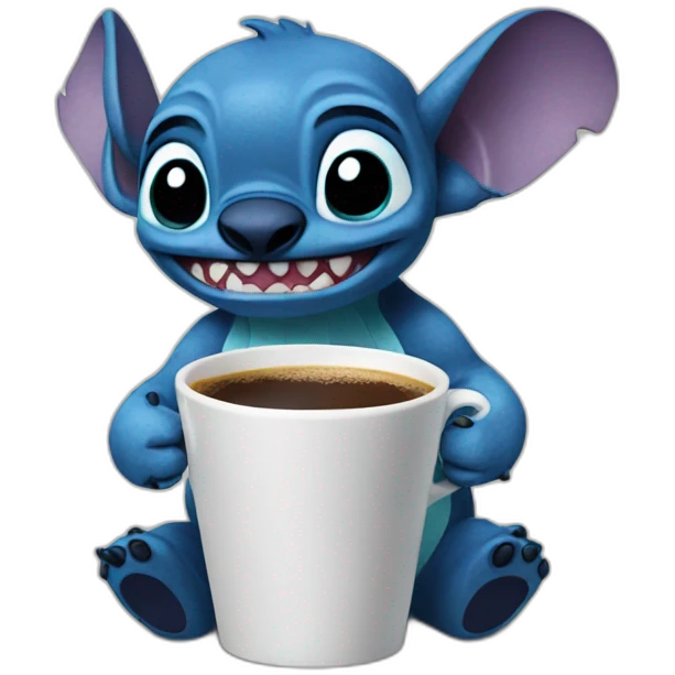 Stich drinking coffee emoji