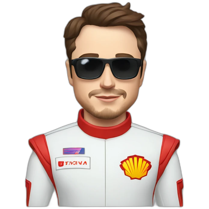 elon musk con el uniforme de fernando alonso emoji