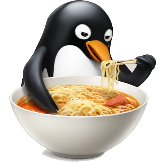 Penguin eating ramen emoji