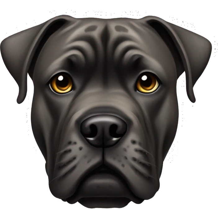 Brindle cane corso with pointed ears, black face emoji