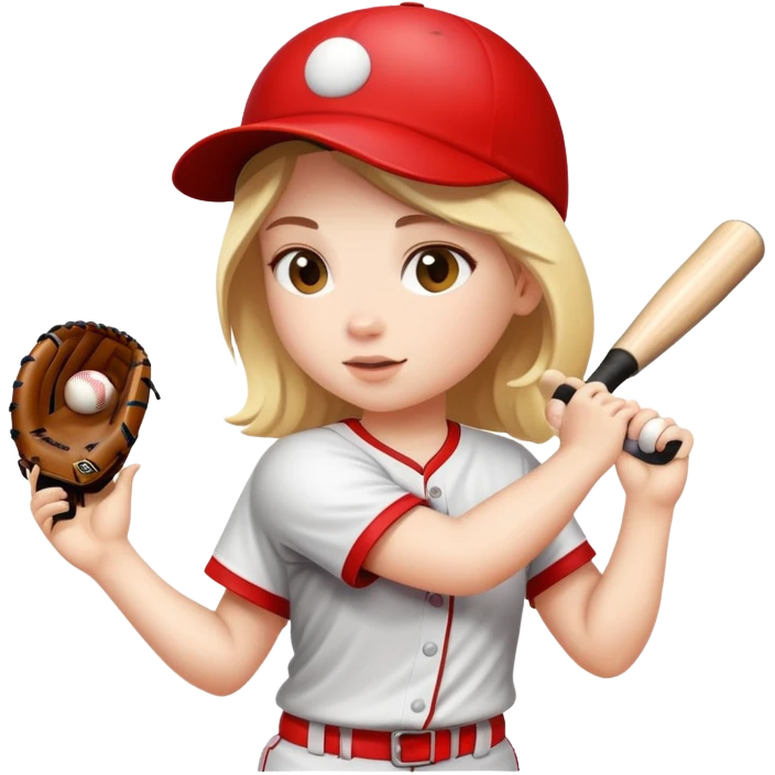 Cute girls playing softball emoji