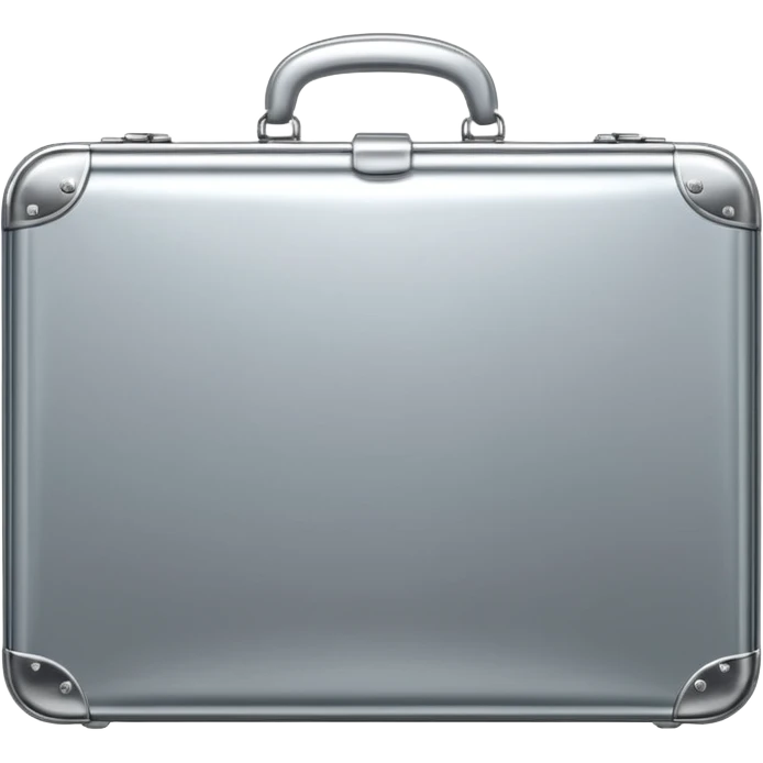 A luxury briefcase emoji made of polished silver chrome, smooth rectangular shape, metallic reflections, minimal high-end design, swag business aesthetic, iOS emoji style, centered, clean white background
 emoji