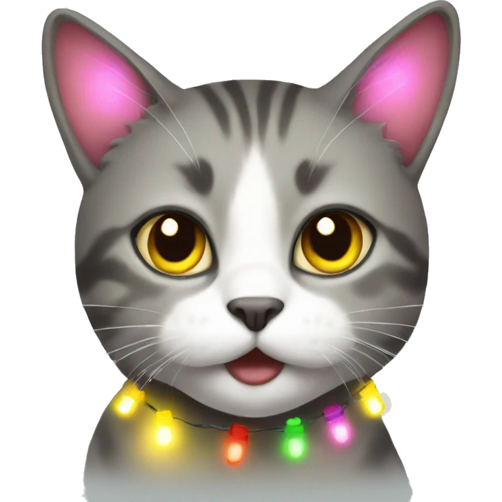 Cat with Christmas lights  emoji