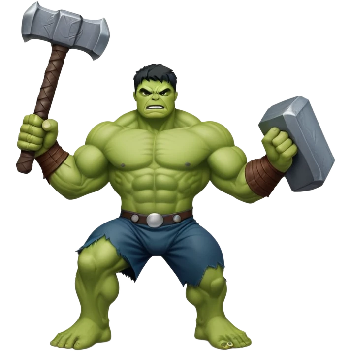 Hulk holding Thor's hammer Mjolnir emoji