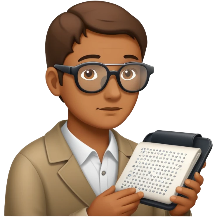 blind man reading braille emoji