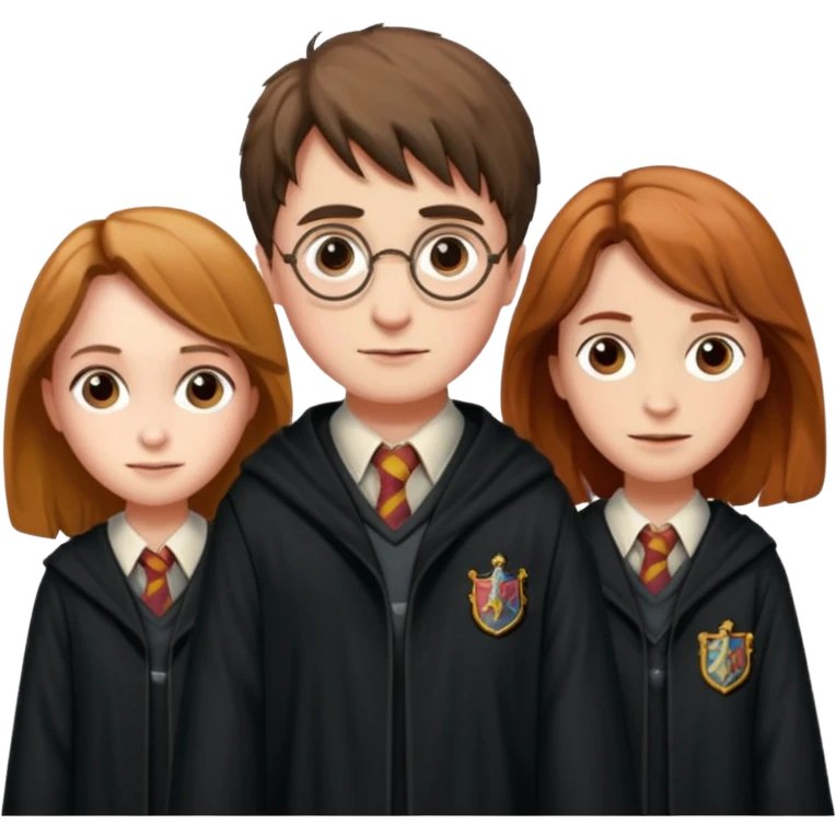 Harry Potter with Hermione Granger and Ron Weasley emoji
