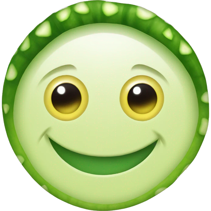 smiley with cucumber eyes emoji