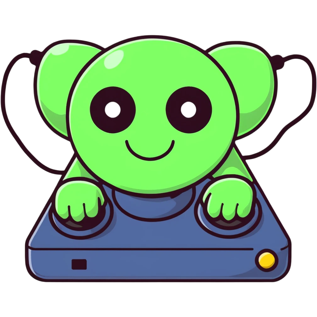 A cute sticker-style joystick with a smiling face emoji