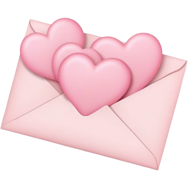 romantic letter with pastel pink hearts emoji