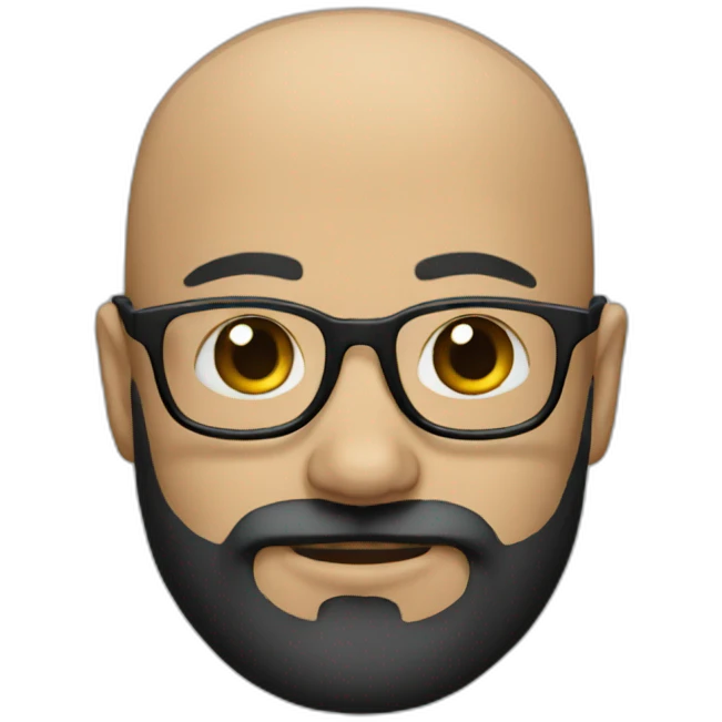 a bald man with a black beard and black glasses emoji