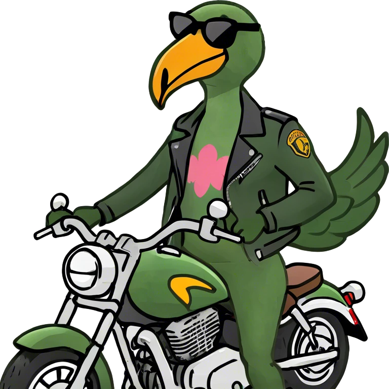 Flamingo with motorcycle emoji