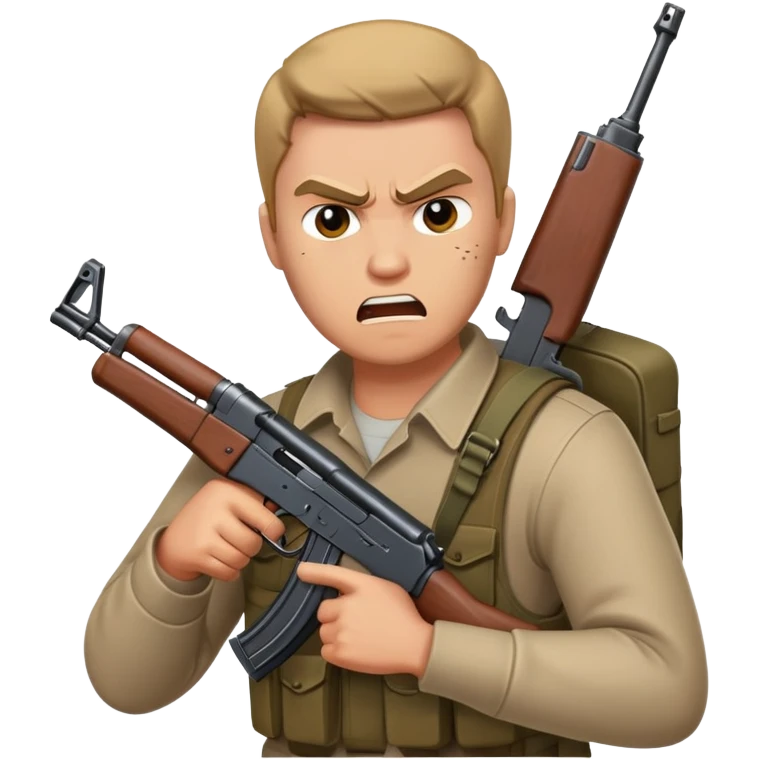  he has an ak-47 and is really angry  emoji