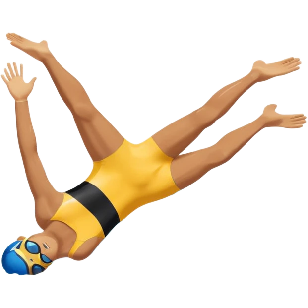 Create a simple, clean emoji of a swimmer diving into a swimming pool, mid-air, arms extended forward, water splash below. Flat design, bright colors, minimal details, emoji style emoji
