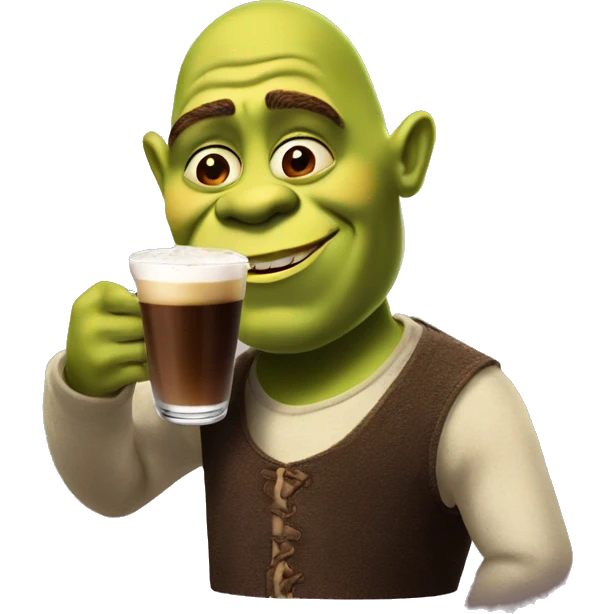 shrek drinking espresso martini emoji