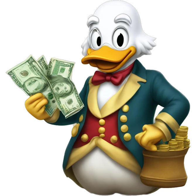Scrooge McDuck with money emoji