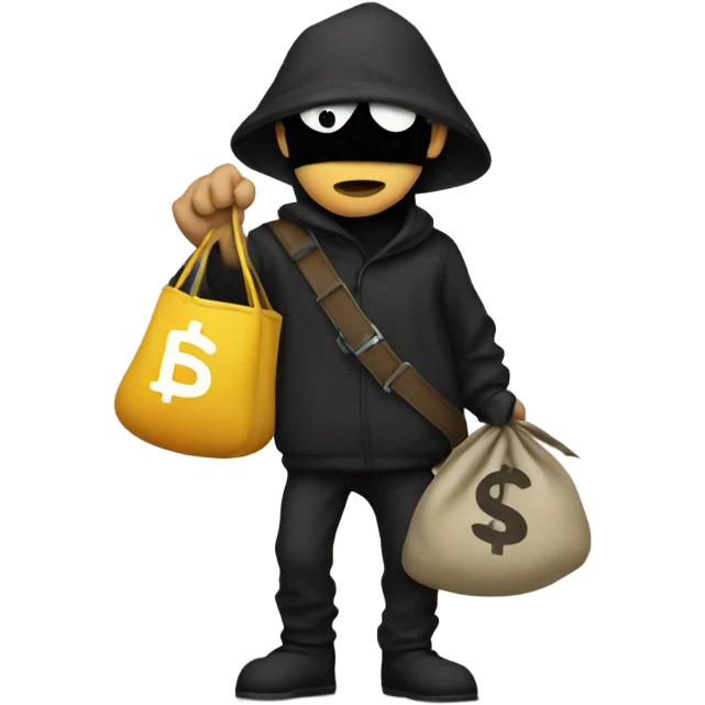 Robber emoji with a moneybag on shoulder emoji