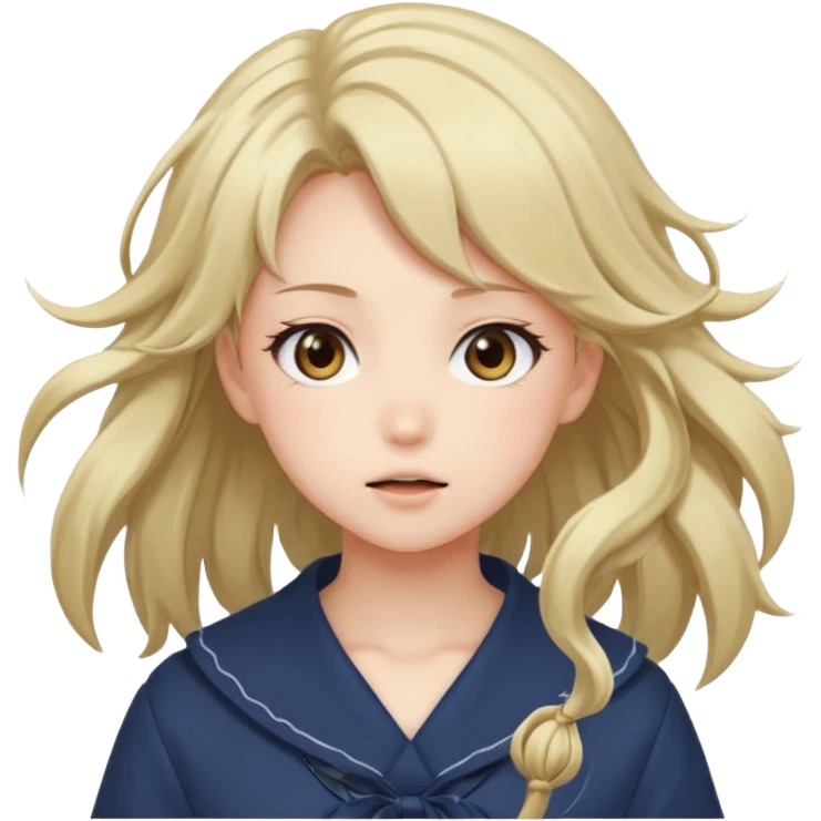 cute anime girl with blowing hair emoji