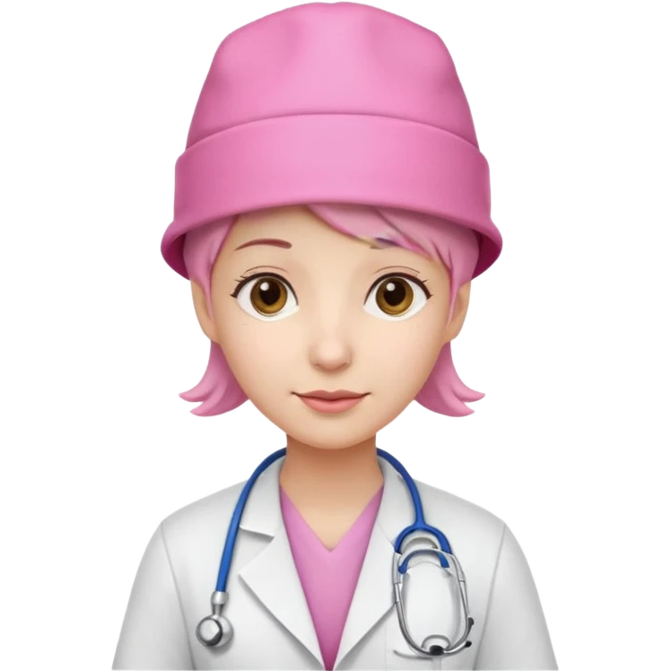 doctor with pink hat emoji