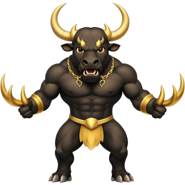 black angry powerful bull with golden horns emoji emoji