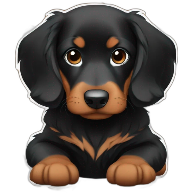 black with brown chubby extra small puppy long hair teckel called zeus emoji