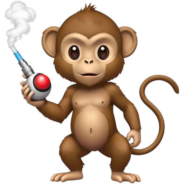 monkey holding a pokeball and a vape emoji
