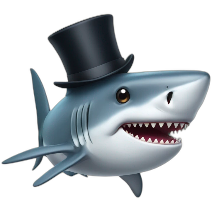 Shark with a top hat emoji