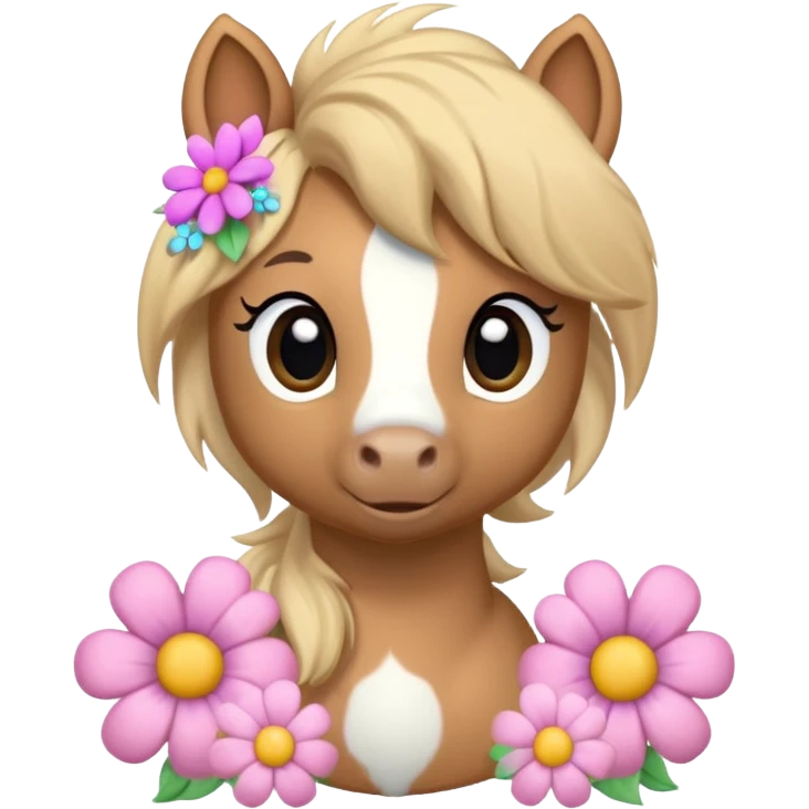 Cute little pony with flowers emoji