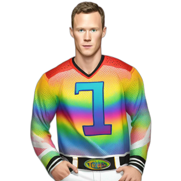 Jonathan Toews wearing rainbow lace shirt emoji