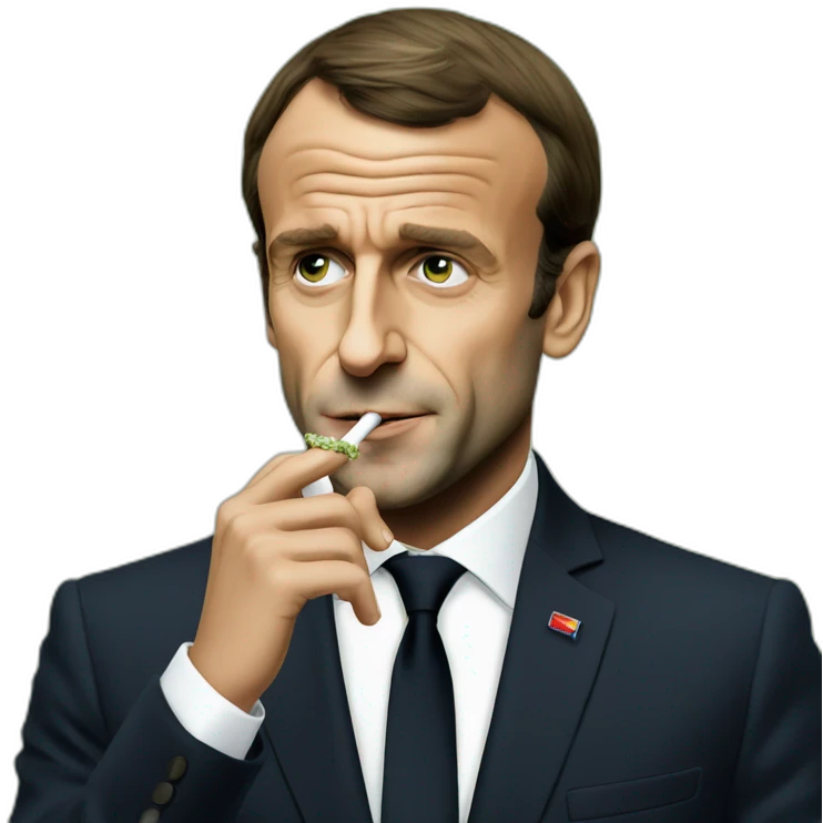 Emmanuel Macron smoking weed emoji