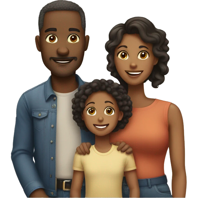 a loving black family black dad, light skinned mom, 1 son, 1 daughter emoji